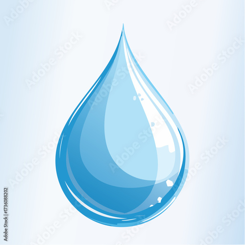 A single, glistening droplet of clear, pure water, symbolizing freshness, purity, and the essence of life in a refreshing, clean, and natural design