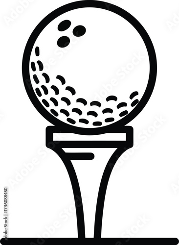 Minimalist golf ball on tee line art simple sport icon vector