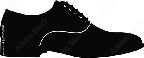 Elegant black oxford dress shoe silhouette classic menswear style vector