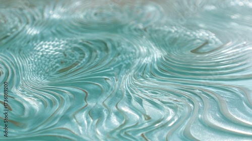 Abstract Water Surface with Wavy Patterns and Light Reflections in Soft Blue Tones