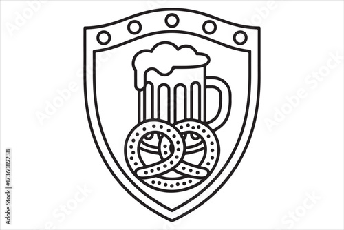 Oktoberfest Icons Bundle Beer, Pretzel, Bavarian Vector Set.