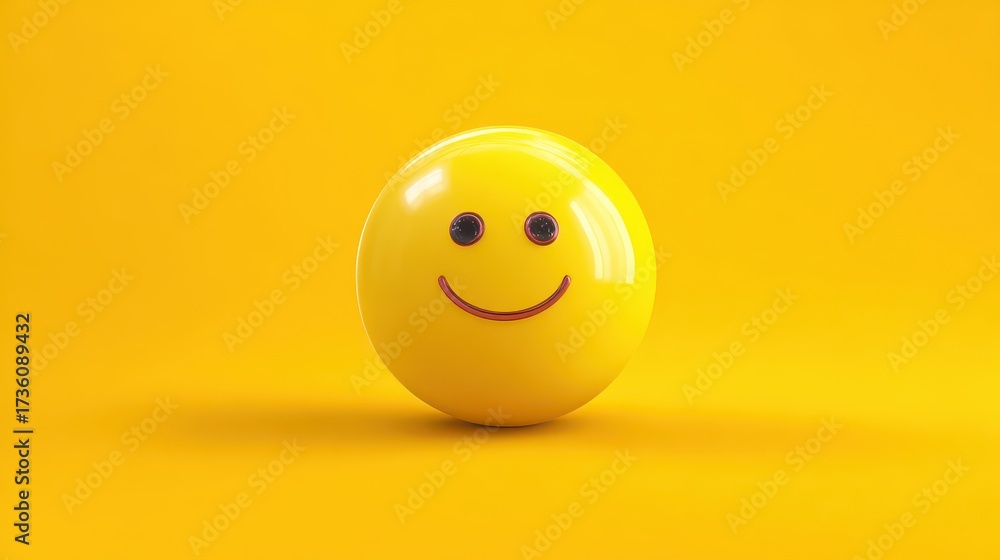 Fototapeta premium Cheerful Yellow Smiley Face on Matching Background, Simple Joy.