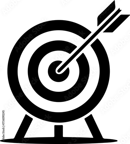 target with an arrow in the center silhouette vector illustration