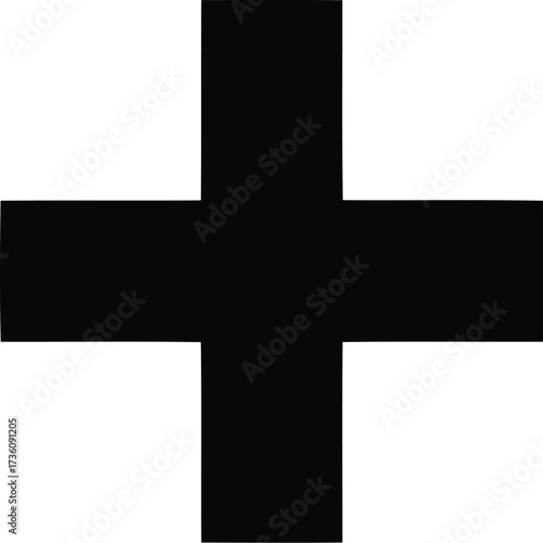 Minimalist black plus symbol simple geometric icon vector