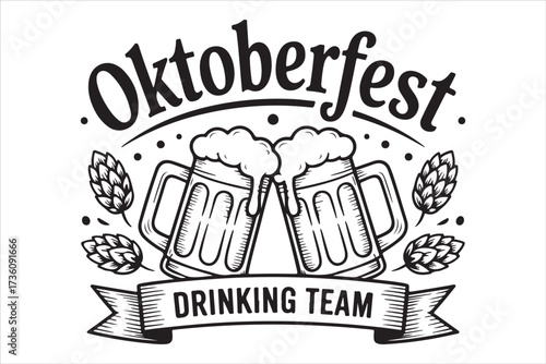Oktoberfest Icons Bundle Beer, Pretzel, Bavarian Vector Set.