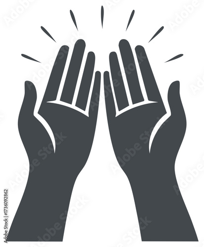 Stylized hand gestures in up motion, celebrating and giving high five