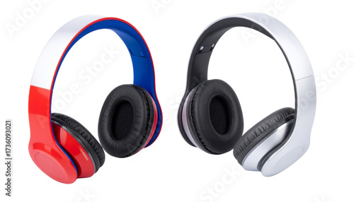 Modern Over-Ear Headphones Variations isolated on transparent background