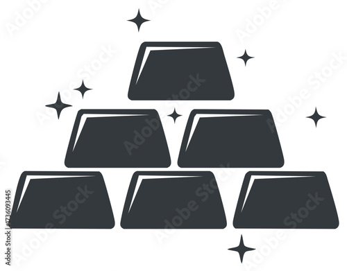 Stacked sparkling gold bars icon representing wealth finance investment and success