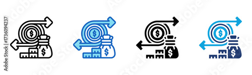 Cash Flow icon Multi Style Vector Illustration