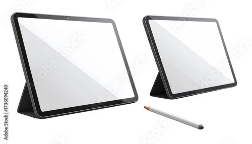 Digital Tablet and Stylus Variations isolated on transparent background