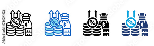 Interest Rate icon Multi Style Vector Illustration