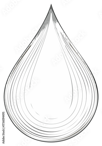 Water drop illustration in a minimalist hand drawn style representing purity and rain