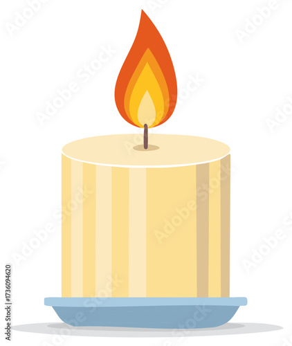 Burning Candle Flame Isolated on White Background for Decoration and Warm Light