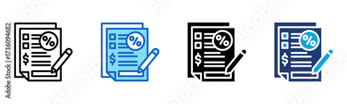 Tax Document icon Multi Style Vector Illustration