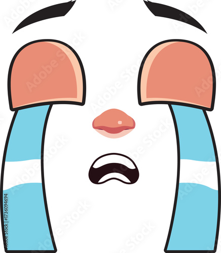 Crying Cartoon Face with Tears Streaming Down
