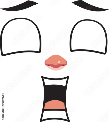 Yawning or Screaming Cartoon Face Expression