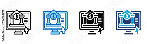 Online Banking icon Multi Style Vector Illustration