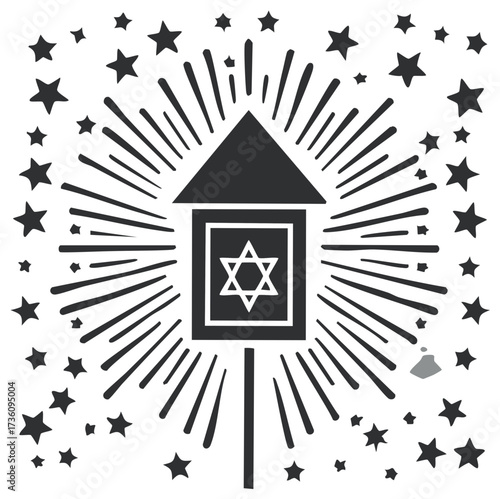 Symbolic Jewish Star of David in Radiant Illustration with Starry Background