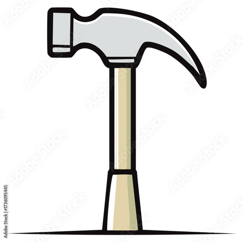 Classic Claw Hammer Tool with Wood Handle for Carpentry and Repair Illustration