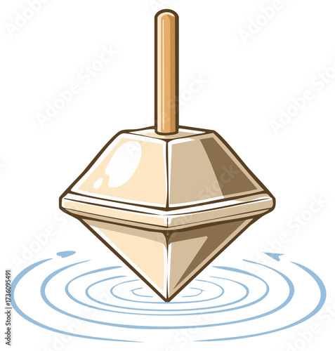 Vibrant vector illustration of a traditional spinning top toy in motion