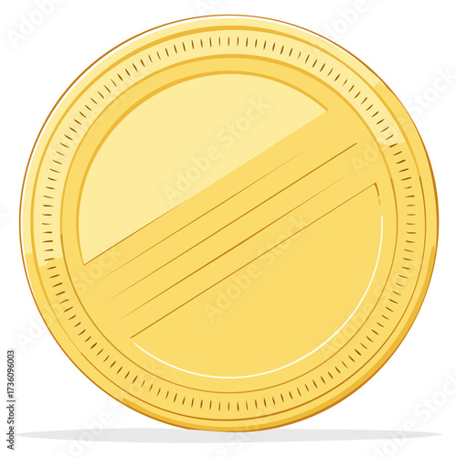 Golden Blank Coin or Medal with Decorative Border and Diagonal Lines Placeholder