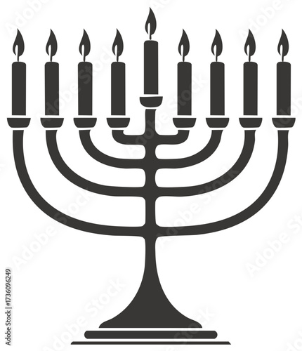 Hanukkah Menorah with Candles Silhouette for Jewish Holiday Festival of Lights Celebration