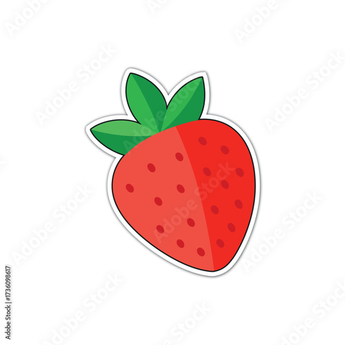 Fresh red strawberry fruit design with green leaves sweet berry healthy food icon