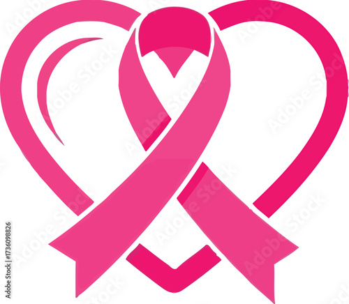 Pink ribbon heart symbolizes breast cancer awareness month
