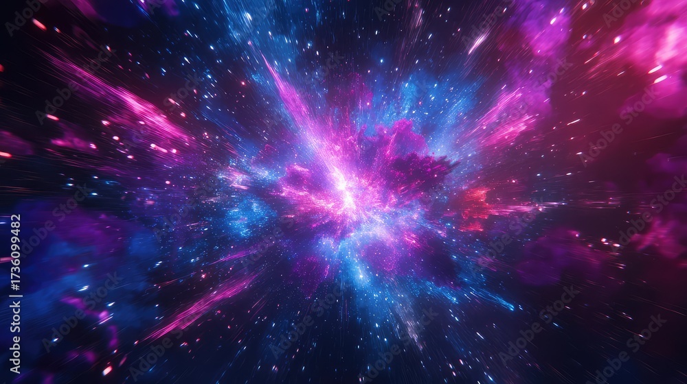 Fototapeta premium Cosmic supernova explosion creating vibrant nebula and stars