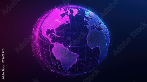 Digital earth globe showcasing global communication network