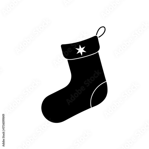 christmas stocking icon black silhouette vector illustration on transparent background