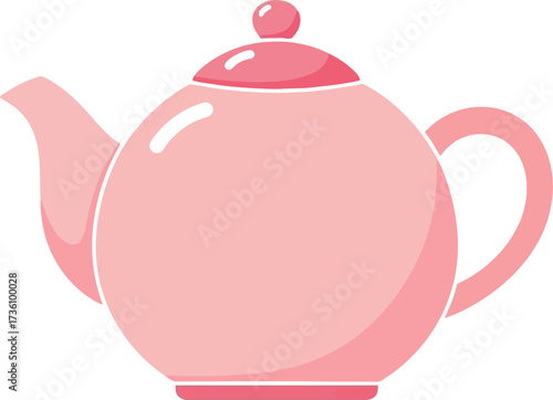 Pastel pink ceramic teapot elegant kitchenware cozy beverage icon vector