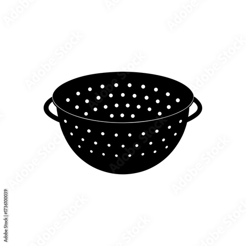 colander icon black silhouette vector illustration on transparent background