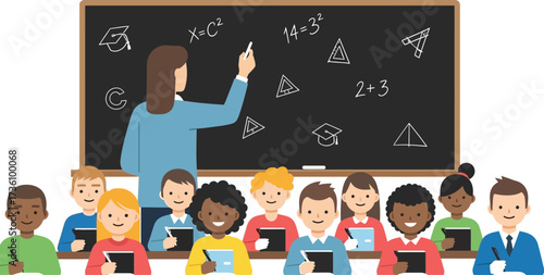 Teacher explains math to students in a classroom setting