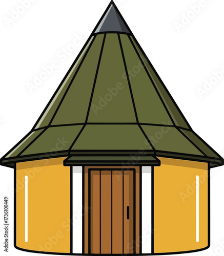 Cozy yurt home illustration simple style nature dwelling vector