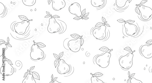 A playful collection of hand-drawn fruity illustrations scattered across a white background.