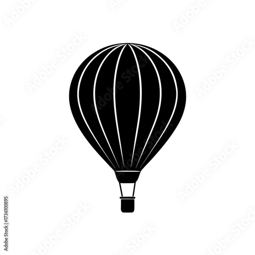 hot air balloon icon black silhouette vector illustration on transparent background