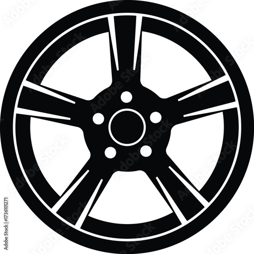 Sleek alloy wheel silhouette modern car part isolated automotive design vector