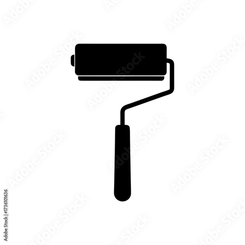 paint roller icon black silhouette vector illustration on transparent background