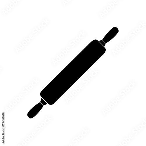 rolling pin icon black silhouette vector illustration on transparent background