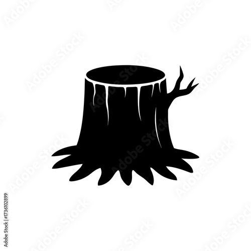 tree stump icon black silhouette vector illustration on transparent background