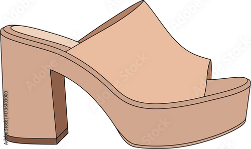 Chic beige platform mules summer fashion footwear vector