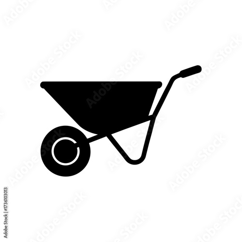 Wallpaper Mural wheelbarrow icon black silhouette vector illustration on transparent background Torontodigital.ca