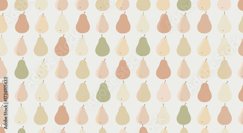A charming pattern of pears in soft pastel colors repeats across the surface.