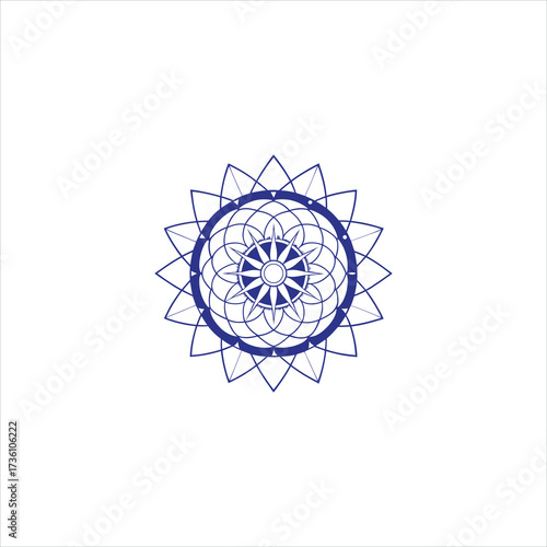 Minimalist circular mandala design with central motif