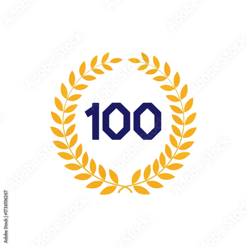 Centennial Celebration Emblem with Laurel Wreath and Number 100.