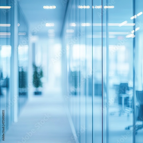 Wallpaper Mural Blurred office hallway with glass walls (1) Torontodigital.ca