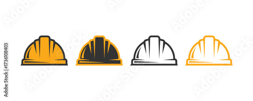 Collection of four different hard hat styles and designs