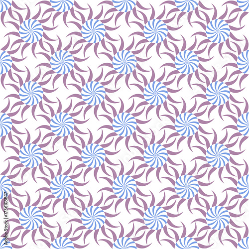 Abstract flowers with wavy lines on light seamless