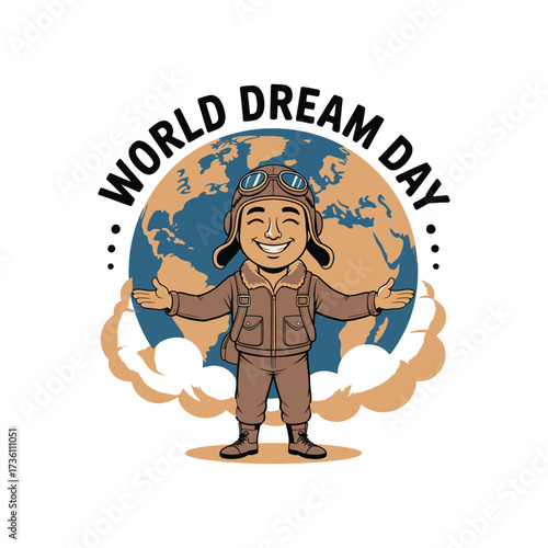 : A-whimsical-illustration-for-world-dream day vector.